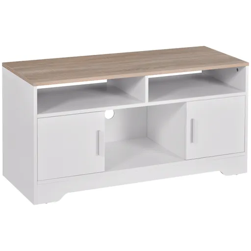 Mobilier pentru TV pana la 42", din fibra de lemn, 105x40x52cm, Alb si lemn natural HOMCOM | Aosom Romania