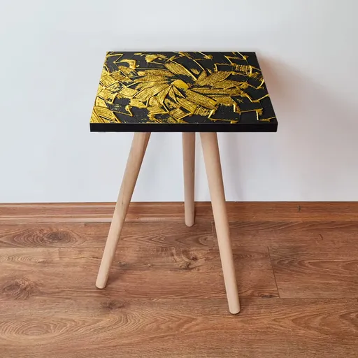 Masuta, Hanah Home, Shp93, 35x42x35 cm, Aur/Negru