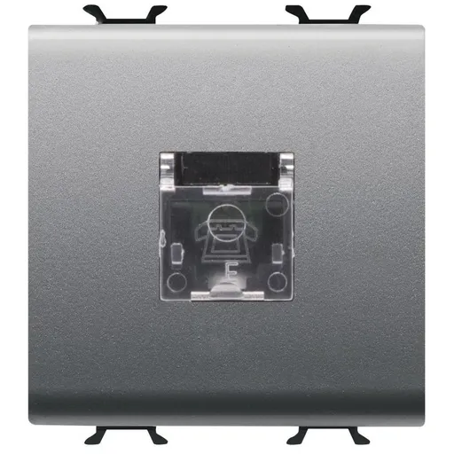 Priza telefon RJ11 2 module Gewiss Chorus GW14409, titan