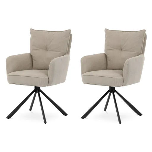 Set de scaune de sufragerie cu mecanism deîntoarcere HC-X1128 LAN2, manșestru, 2 buc., bej