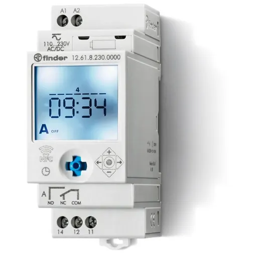Ceas programabil digital cu orar saptamanal tehnologie NFC alimentare 230VC.A. 1CO 16 A Finder 12.61.8.230.0000