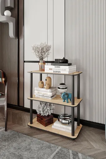 Corp biblioteca, Hanah Home, Bookcase 3-Tiers Rect, 30x72x60 cm, MDF , Stejar