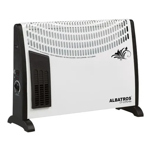 Convector podea ALBATROS CT-23TURBO, 2000W, 20 m², Ventilator TURBO, Termostat reglabil, Protectie la supraincalzire, Alb/Negru