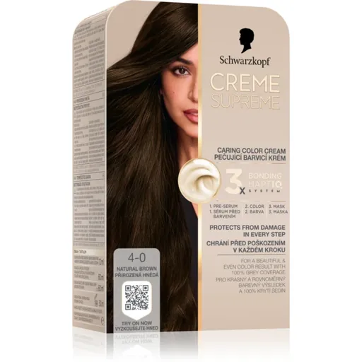 Schwarzkopf Creme Supreme Culoare permanenta pentru par culoare 4-0 Natural Brown 60 ml