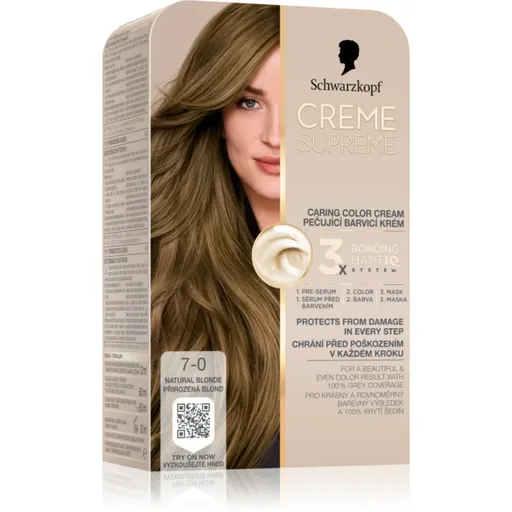 Schwarzkopf Creme Supreme Culoare permanenta pentru par culoare 7-0 Natural Blonde 60 ml