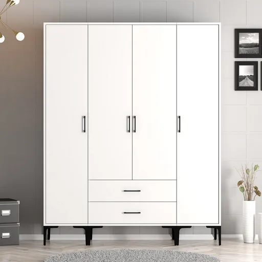 Dulap pentru haine, Hanah Home, Kumsal STS, 160x47.5x201.4 cm, Alb