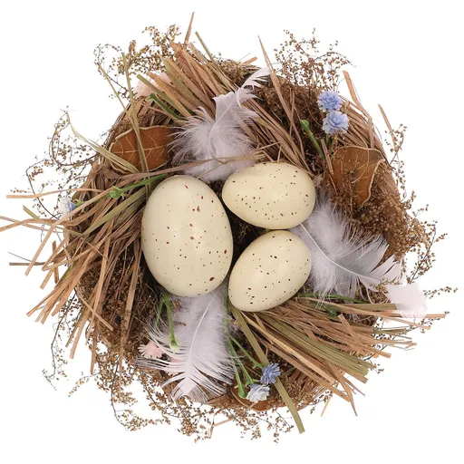 Decorațiuni de Paște Ouă în cuib, alb, 15 x 15 x 8cm