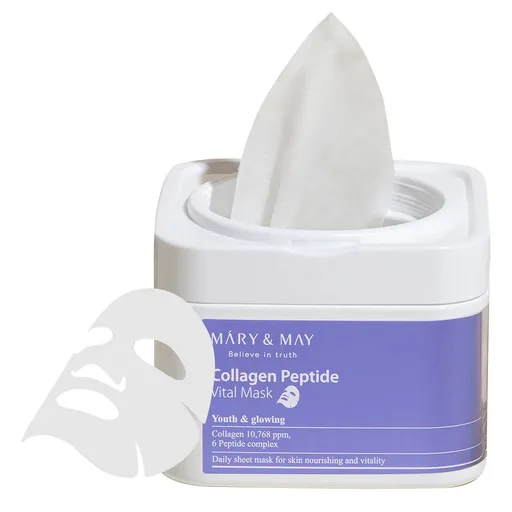MARY & MAY Mască de față pentru întărire Collagen Peptide (Vital Mask) 30 buc