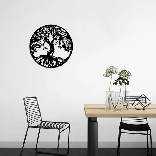 Decoratiune de perete, Tree, Dimensiune: 60 x 60 cm, Negru