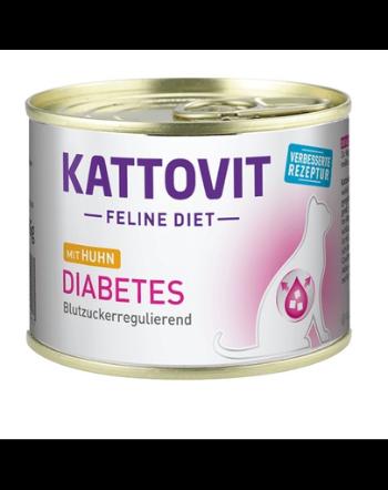 KATTOVIT Feline Diet Diabetes hrana umeda dietetica pentru pisici cu diabet, pui 185 g