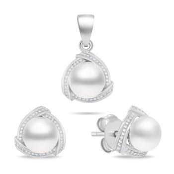 Brilio Silver Set de bijuterii din argint cu perle reale SET268W (cercei, pandantiv)