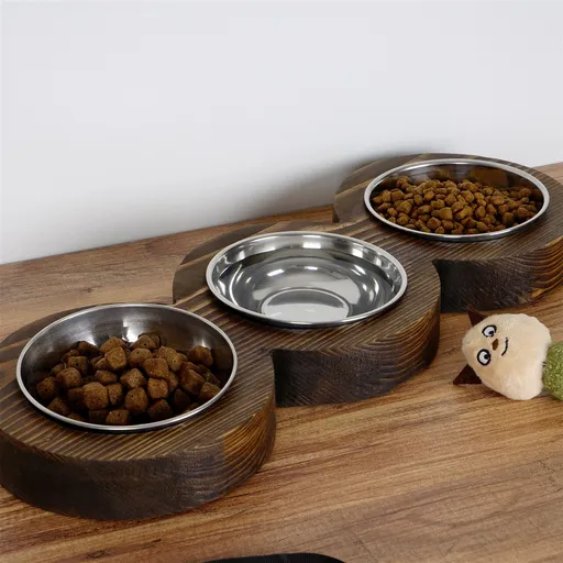 Bol pentru hrana animale de companie, Hanah Home, Pet010, 16.5x3.5x48 cm, Maro