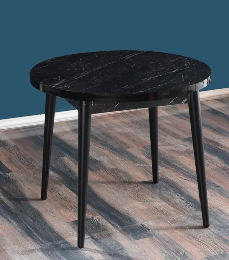 Masa, Hanah Home, Stil Bendir, 90x90x77.5 cm, Alb/Negru