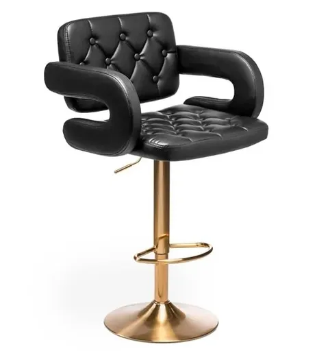 Scaun Coafor Classy cu Baza Aurie, Reglabil pe Inaltime, Piele Ecologica