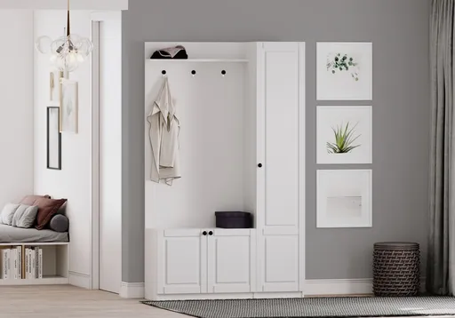 Cuier de perete, Hanah Home, Rb-044, 120x200x35 cm, Alb mat