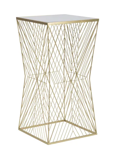 Masuta inalta Lines 4, Mauro Ferretti, 50x50x100 cm, fier/sticla, auriu