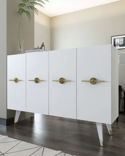 Consola, Hanah Home, 8169KM-32, 120x80x29.6 cm, PAL , Alb/Auriu