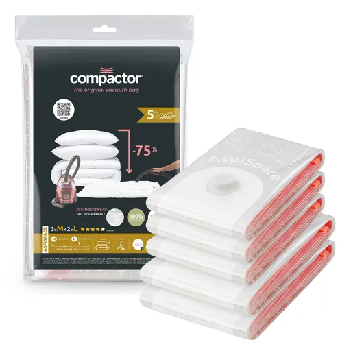 Compactor Set de saci de depozitare sub vidAspispace 3x M 70 l, 2x L 120 l, 5 buc.