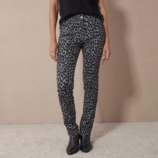 Pantaloni lungi îngustați, cu imprimeu de blană de animale