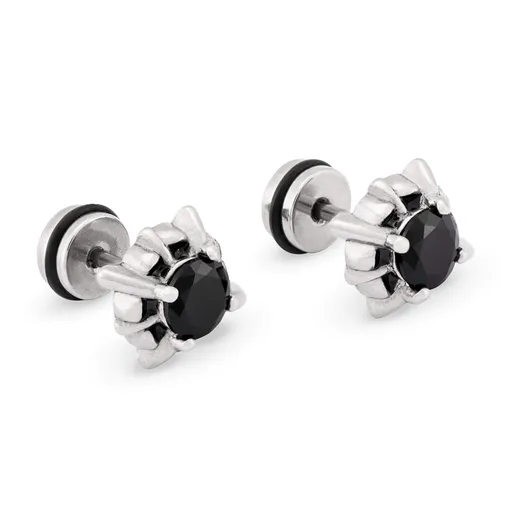 Troli Cercei din oțel cu cristal negru