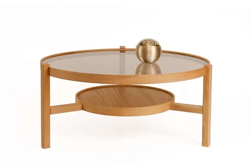 Masuta de cafea, Hanah Home, Flora, Lemn masiv, Stejar