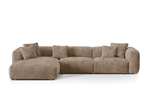 Coltar modular stanga 3 locuri, Martina-212, Micadoni Home, 332x176x75 cm, velur, maro ghinda