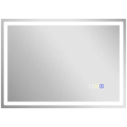 HOMCOM Oglindă Baie Antiaburire cu Lumină LED și Difuzor Bluetooth 50x70 cm | Aosom Romania
