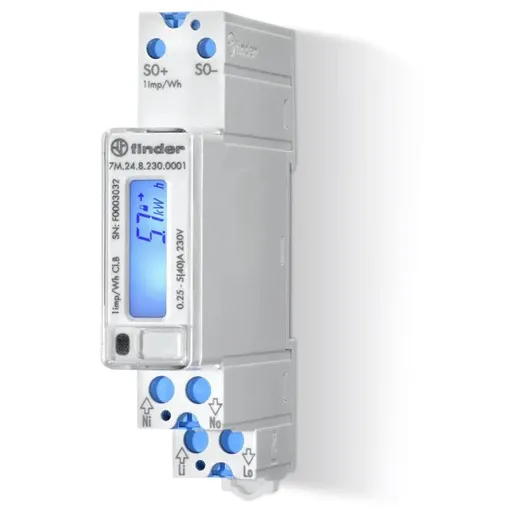 Contor de energie 40 A, monofazat., iesire impulsuri, doar KW, afisaj electronic Finder 7M.24.8.230.0001