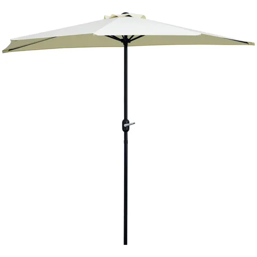 Outsunny Umbrelă Semicirculară de Perete cu Manivelă și 5 Spițe, 2.6x1.35x2.3 m, Bej | Aosom Romania