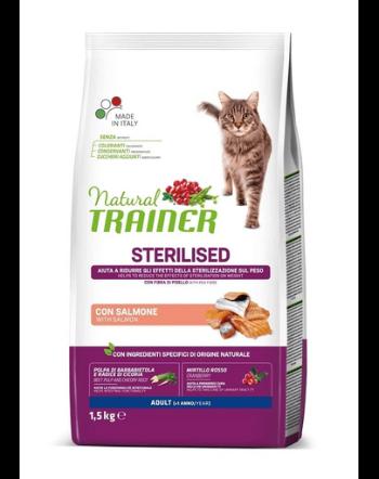 TRAINER Natural Cat Sterilised Adult cu somon 1.5 kg mancare pentru pisici sterilizate