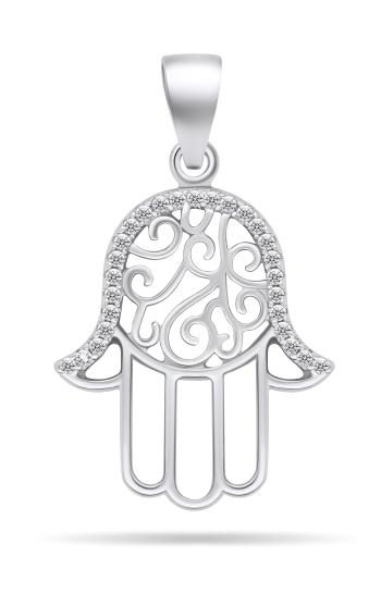 Brilio Silver Pandantiv din argint cu pietre de zircon transparente Hamsa PT103W