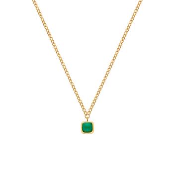 Hot Diamonds Colier placat cu aur fin cu agat verde și diamant Gemstones DN197