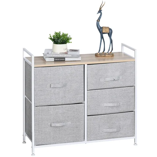 HOMCOM Dulap Organizator Multifuncțional cu 5 Sertare Detașabile, Cadru din Oțel, pentru Casa, 83x29x77cm, Design Modern | Aosom Romania