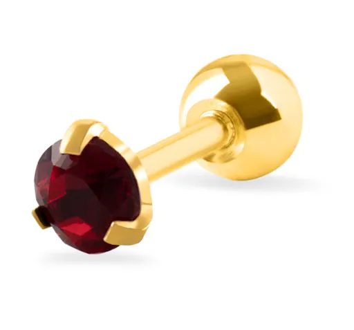 Troli Cercel piercing cu un cristal roșu