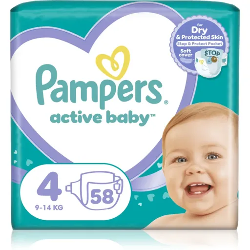 Pampers Active Baby Size 4 scutece de unică folosință 9-14 kg 58 buc