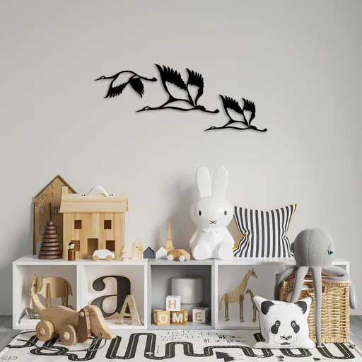 Decoratiune de perete, Storks, Dimensiune: 12 x 29 cm (1 bucată), Negru