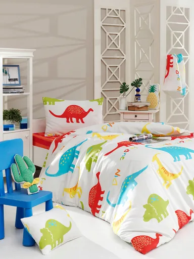 Lenjerie de pat pentru o persoana (FR), 2 piese, L'essentiel Maison, Dinazorus, Alb