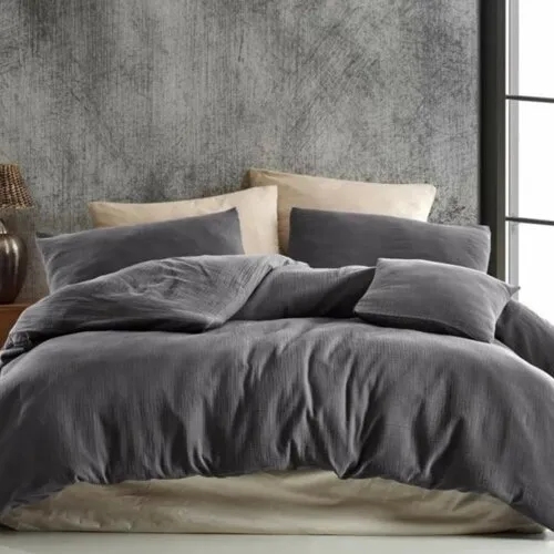 Lenjerie de pat Kvalitex Muselină gri închis , 140 x 220 cm, 70 x 90 cm, gri închis, 140 x 220 cm, 70 x 90 cm