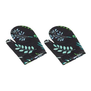 Mănușă de bucătărie Bellatex Frunze negru, 28 x 18 cm, 2 buc