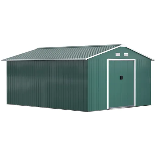 Outsunny Magazie Gradina Unelte din Otel Galvanizat Verde 3.4x3.86m Anti Rugina | Aosom Romania