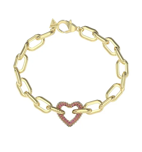 Guess Brățară distinctivă placată cu aur Inimă Beloved JUBB05005JWYGPK 18.5 cm