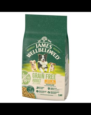 JAMES WELLBELOVED Adult 1,5 kg hrana uscata completa fara cereale pentru caini adulti 1-7 ani bogata in curcan si legume
