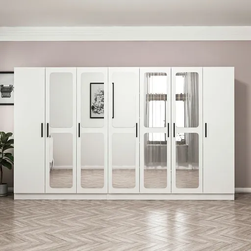 Dulap pentru haine, Hanah Home, Kale, 315x190x52 cm, Alb