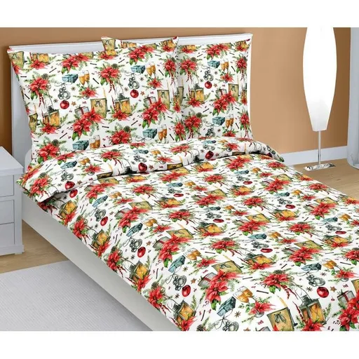 Bellatex Lenjerie de pat din bumbac de Crăciun Steaua, 140 x 200 cm, 70 x 90 cm