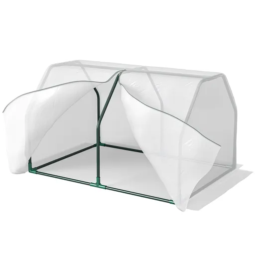 Mini Seră Outsunny pentru grădină și balcon din plastic PE și oțel cu închidere cu fermoar, 99x71x60 cm, de culoare alb transparent | Aosom Romania