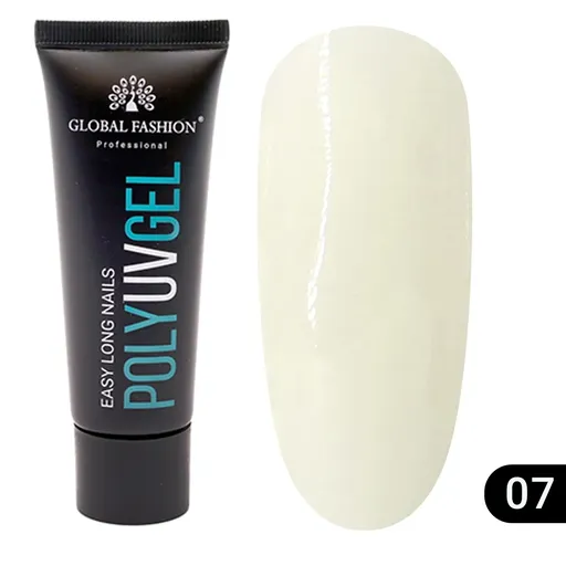 Polygel Constructie Unghii Global Fashion 30g, Alb 07, TPO Free