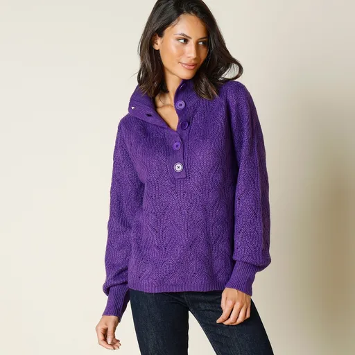 Pulover cu guler cu guler înalt și manșete lungi