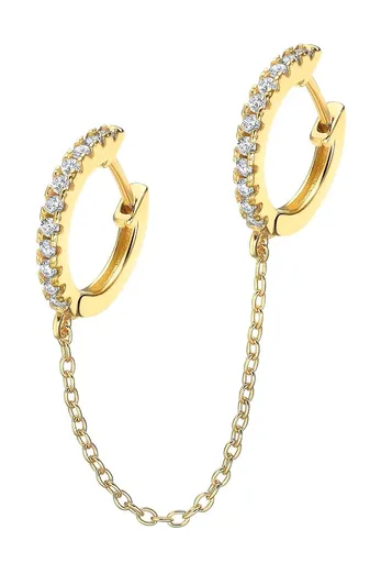 Lotus Silver Cercel single placat cu aur decorat cu zirconi Earparty LP3332-9/2