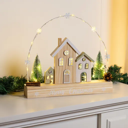 Decorațiune de Crăciun din lemn cu LED