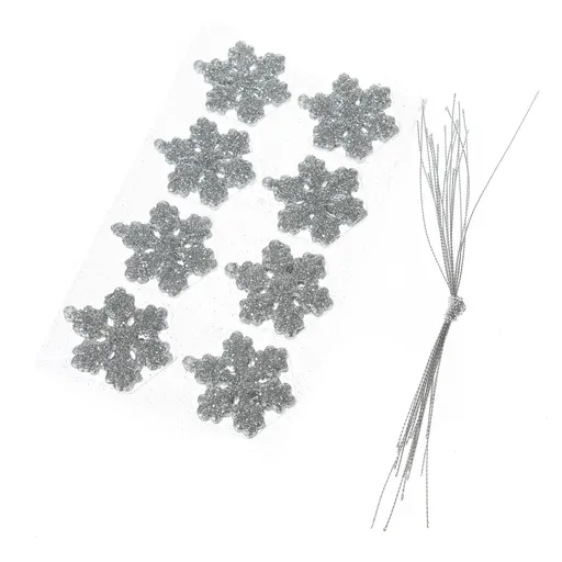 Set de ornamente de Crăciun Glitter flakes 16buc , argintiu